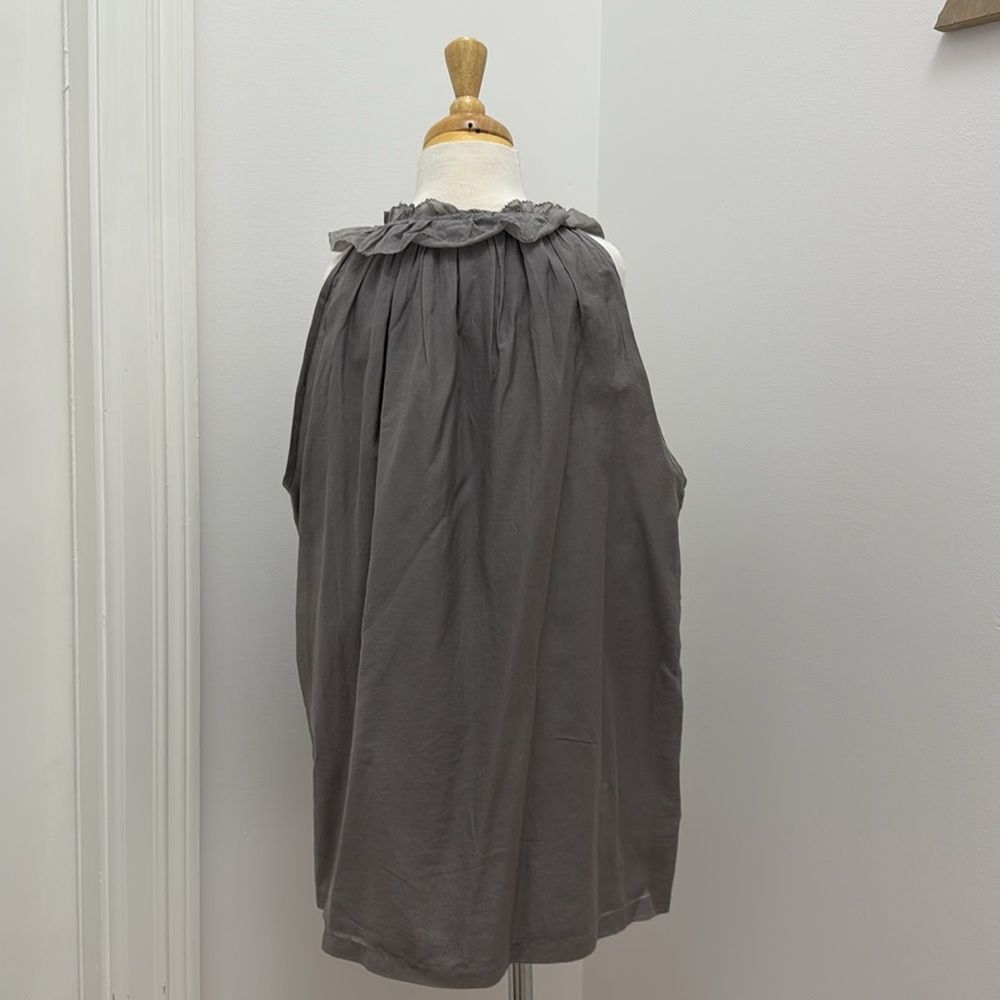 J. Crew 100% silk layered lined ruffle sleeveless gray size medium - Picture 4 of 8